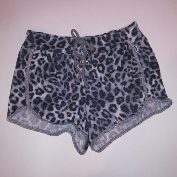 Victoria Secret PINK High Waist Short Small Gray Leopard Sleepwear Bottom Animal - Picture 1 of 6